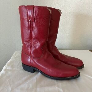 Red Leather Cowboy Boots Women's Size 6B Justin Western Boots L3055